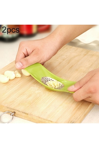 Sones Adet Çok Fonksiyonlu Paslanmaz Çelik Yay Şeklinde Sarımsak Presi Ev Tipi Manuel Sarımsak Ezici, Rastgele Renk Teslimatı