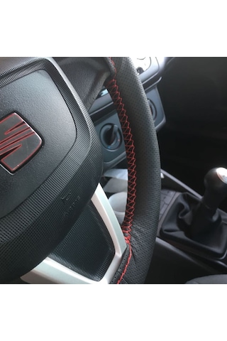 Deri Sarmalı Dikişli Kokusuz Oto Direksiyon Kılıfı