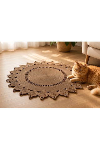 Nakkaş Home Su Damlası Modeli 120x120 Jüt Yuvarlak Kilim