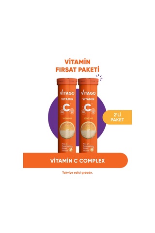 Vitago C Vitamini D Vitamini Çinko İçeren Takviye Edici Gıda 2 x 20 Efervesan Tablet