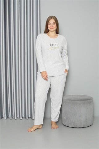 Akbeniz Welsoft Polar Kadın Büyük Beden Pijama Takımı 808050 - 3xl Ekru