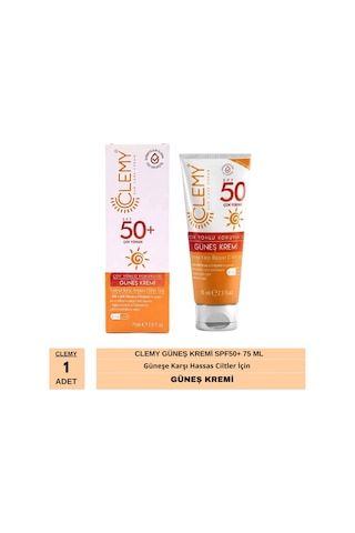 Clemy Çok Yönlü Koruyucu Güneş Kremi Güneşe Karşı Hassas Ciltler İçin Spf50+ 75 Ml