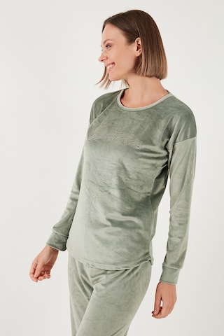 Lela Standart Fit Bisiklet Yaka Yumuşak Kadife Bayan Pijama Takımı 6094202 Mint