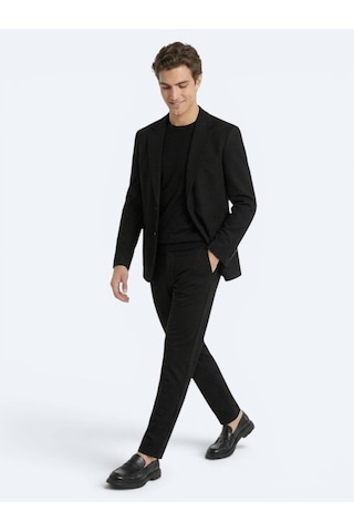 Kip Siyah Çizgili Modern Fit Örme Takım Elbise
