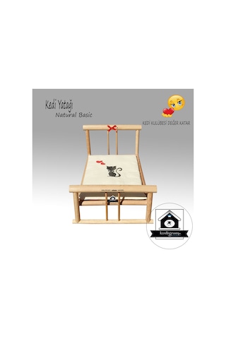 Kedigram Kedi Kulübesi Ahşap Karyola Basic Natural Kedi Yatağı