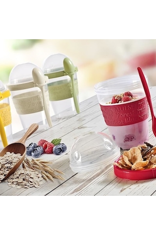 600 Ml Take'N Go Hazneli Kaşıklı Yoğurt Kabı