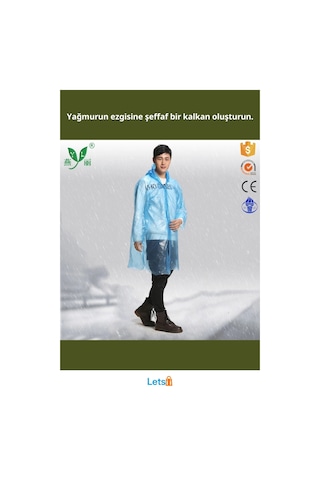 Unisex İnce Şeffaf Yağmurluk Kapüşonlu Dört Çıtçıtlı Çok Renkli