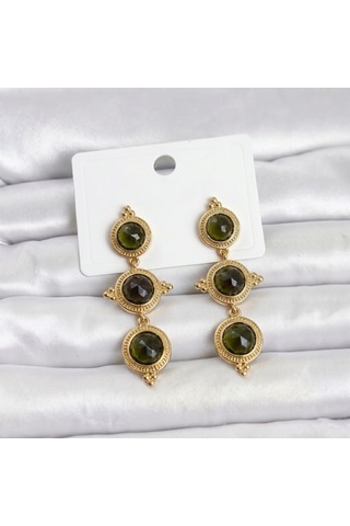 Beycen Aksesuar Sare Zeytin Yeşili Zirkon Taşlı Lak Kaplama Vıp Kadın Küpe 3902ant3xp6 Çok Renkli