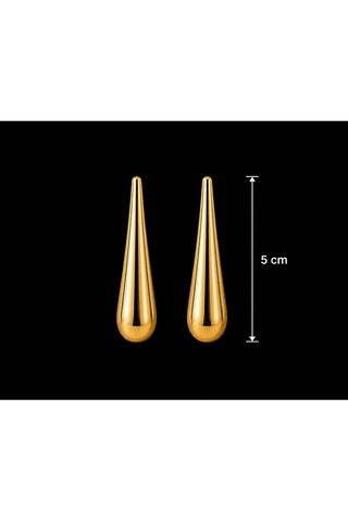 Damla Form Küpe Altın Rengi Gümüş Rengi 5 Cm Uzun Minimal Şık Küp 77170148
