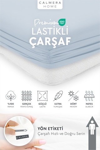 Calmera Home Tek Kişilik %100 Pamuk Penye Lastikli (Fitted) Çarşaf