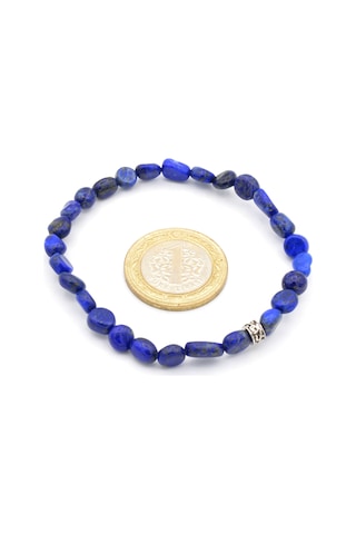 Hakiki Amorf Kesim Doğal Lapis Lazuli Taşi Bileklik Gri