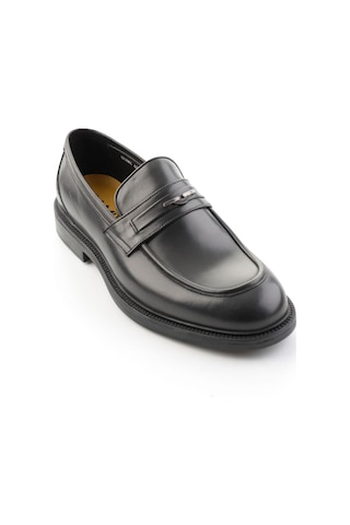 Bambi Siyah Antik Hakiki Deri Erkek Loafer Ayakkabı E01648629041