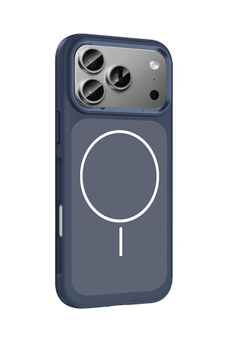 Apple Uyumlu iPhone 17 Pro Kılıf M-safe Şarj Özellikli Metal Kamera Çerçeveli Zore Sanremo Silikon Kapak Lacivert