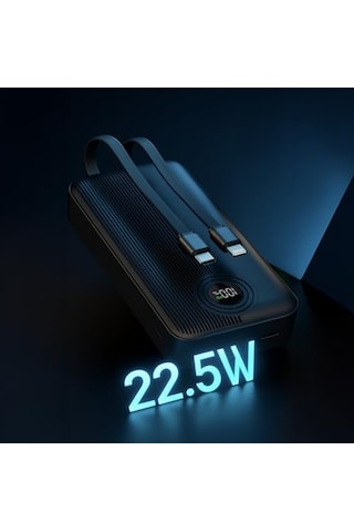 W4 Powerbank, 20.000mah, 22.5w Hızlı Şarj, Type-c Ve Lightning Dahili Kablolu, Pd, Led Göstergeli, 4 Port, Dca0068