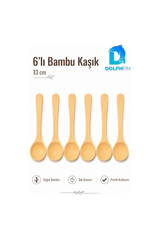 6 Lı Bambu Kaşık Seti 13 Cm Doğal Baharat Reçel Bal Ve Sunum Kaşığı Ahşap