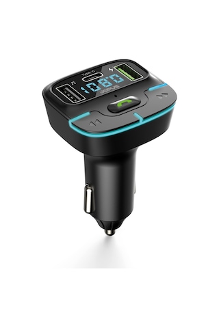 Jopus F9 Araç Fm Transmitter 5.3 Bluetooth Araç Kiti Usb Type-c Hızlı Şarj Çıkışlı Çakmaklık Girişli