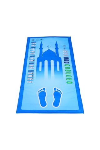 Çocuklar İçin Sesli Konuşan Namaz Kıldıran Seccade 7 Dil Seçeneğiyle Mavi Çok Renkli