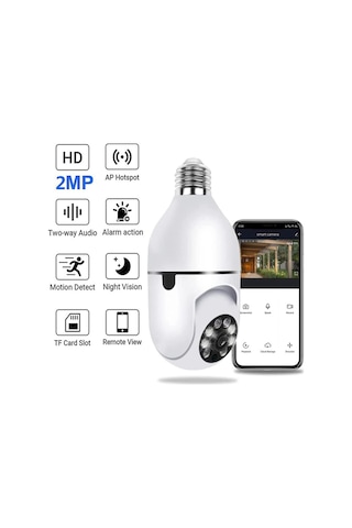 Mbois Panoramik Çift WiFi 360 Ampul Güvenlik Kamerası
