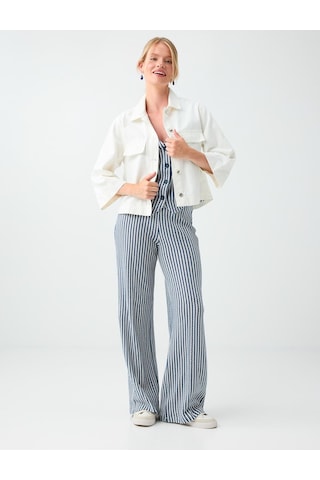 Jimmy Key Jimmy Key Beyaz %100 Pamuk Cep Detaylı Denim Ceket 6sw057112100
