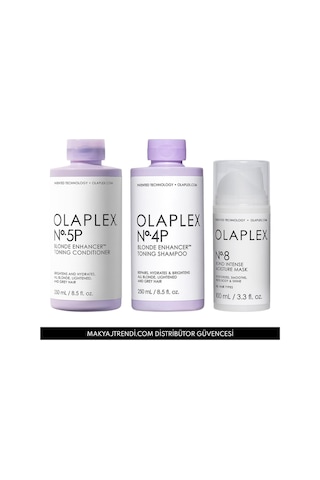 Olaplex No:4p Blonde Enhancer Şampuan 250 ML + No:5p Saç Kremi 250 ML + No:8 Maske 100 ML