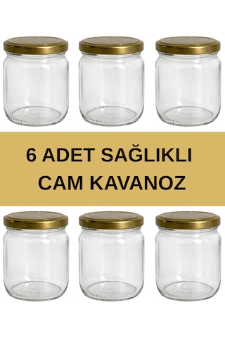 6 Adet Cam Şişe Bebek Maması-sos- Hacamat Kavanozu Olarak Çok Amaçlı Kullanım Gold Kapaklı 250 Cc Altın - Şeffaf