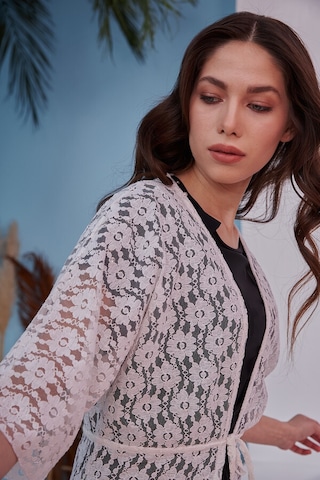 Remsa Mayo Üzerine Önü Açık Pareo 498-486 Kırık Beyaz Beyaz