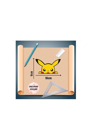 Pikachu Motorsiklet, Laptop, Kask, Araba Sticker 16x9 Cm