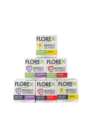 Florex Çilek Kokulu Orta Boy Büzgülü Çöp Poşeti Çilek