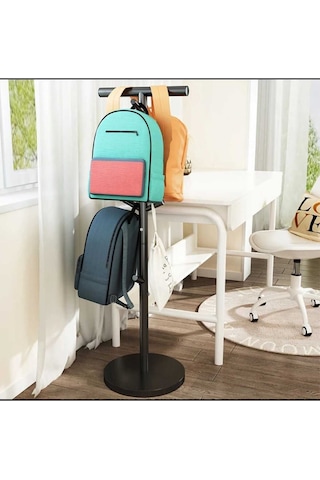 Ayaklı Askılık Kitap Çanta Depolama Rafları Yatak Odası Askı Oturma Odası Organizatör Askı 30 95cm Siyah