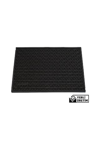 Zq Polimer 27x37 Cm Kauçuk Bar Mat, Bulaşık Kurutma Matı, Tencere Altlığı, Cam Kenarı Saksı Altlığı Siyah
