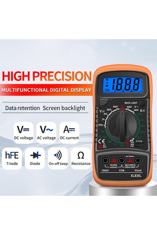 Yunboo Xl830l Sarı Dijital Multimetre: Elektrikçi İçin Yüksek Hassasiyetli Akım, Gerilim, Direnc Ölçer - Pil İle Teslim