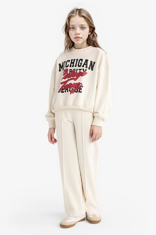 Defacto Kız Çocuk 2li Takım Baskılı Sweatshirt Eşofman Altı F2564a825auer238 Ekru