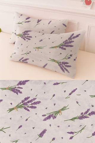 Lionas Desenli Pamuklu Kalpli Desen Yastık Kılıfı 2 Adet 50 X 70 Cm Lila
