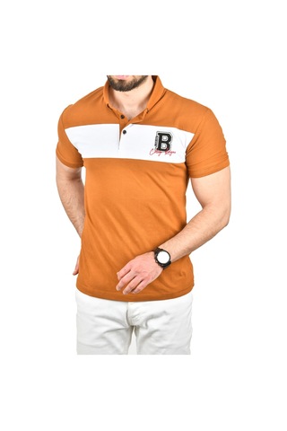 Deepsea Erkek Taba Slim Fit Nefes Alan Pamuklu Kumaş Dar Kesim Kıvrılmaz Yaka Polo Yaka Tişört 2503019 Taba