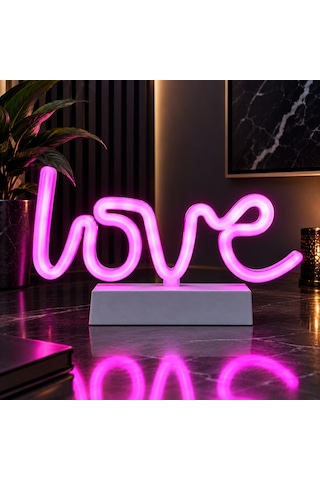 Vıp Yüksek Kalite Neon Pembe Işıklı Love Yazısı Yılbaşı Işıkları Noel Dekor Süsleme Işığı Love Yazı