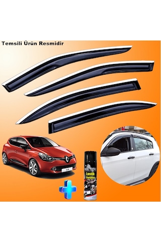 Clio 4 Hb Mügen Cam Rüzgarlığı Abs Nikelaj Krom Cam Rüzgarlığı 2012-2019 + Ebrayn Lastik Parlatıcı