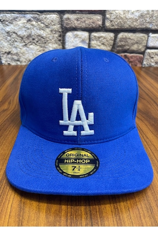 Hamze La Losangeles Nakışlı Hiphop Snapback Rapper Drip Şapka Cap Saks Mavi