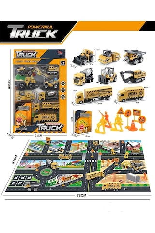 1:64 Dieacast Inşaat Seti Metal Ve Oyun Halısı Beton Mikseri Fork