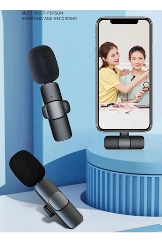 K9 Yaka Mikrofonu Type C Girişli 2 Li Kablosuz Yaka Mikrofonu Wireless Youtube Tiktok Vlog Mikrofon