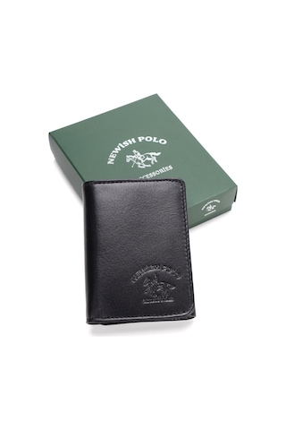 Newish Polo Erkek Hakiki Deri Mıknatıslı Kartlık Ve Cüzdan - New420 Siyah