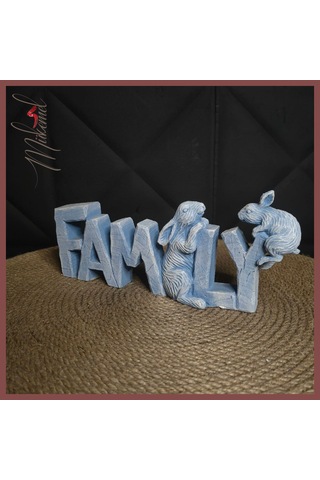El Yapımı Dekoratif "aile" Tabelası Tavşan Heykelleri İle - Ev