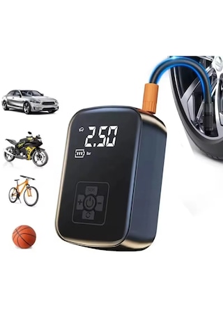 Enshall A-5566 Mini Kablosuz Dijital Taşınabilir Kompresör Araç Lastik Top Şişirme Pompası Hava Kompresörü