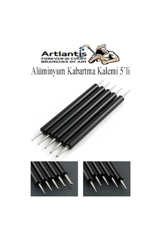 Ahşap Alüminyum Kabartma Kalemi 5 Li 1 Paket Aliminyum Folyo Kabartma Çift Uçlu İzleme Noktalama Kalemi Gravür
