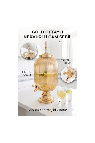 Cam Sebil - Yağlık, Şerbetlik, Sürahi - 6 Litre, 50 Cm-7
