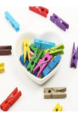 Mobgift 100 Lü Renkli Ahşap Mandal 2.5 Cm 12 Li Paket 1200 Adet Çoklu Renk