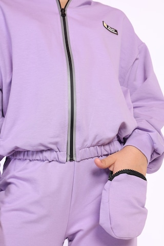 Toontoy Kız Çocuk Cüzdan Detaylı Eşofman Takımı Lila