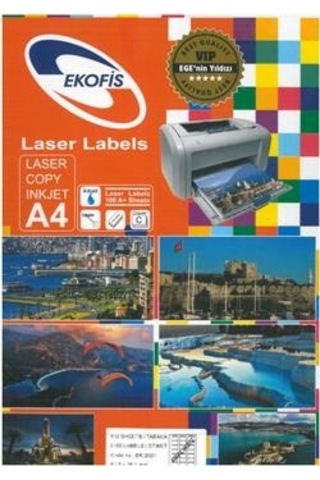 Ekofis Lazer Etiket 63.5 x 38.1 (2100) Oval Aralıksız