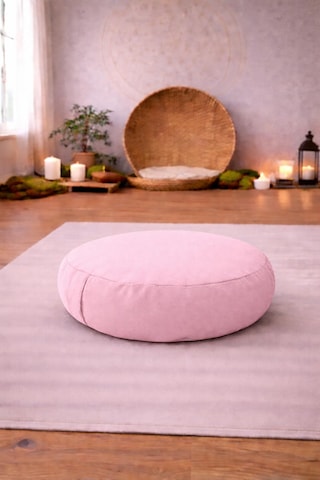 Yuvarlak Zafu Meditasyon Minderi & Bolster Minderi İkili Yoga Meditasyon Minder Seti Açık Pembe