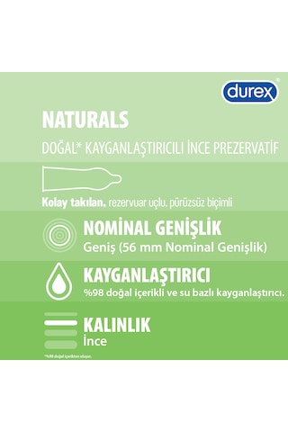 Durex Naturals Prezervatif 40'lı