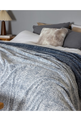 Madame Coco Nord Sherpa Tek Kişilik Battaniye - İndigo Indigo